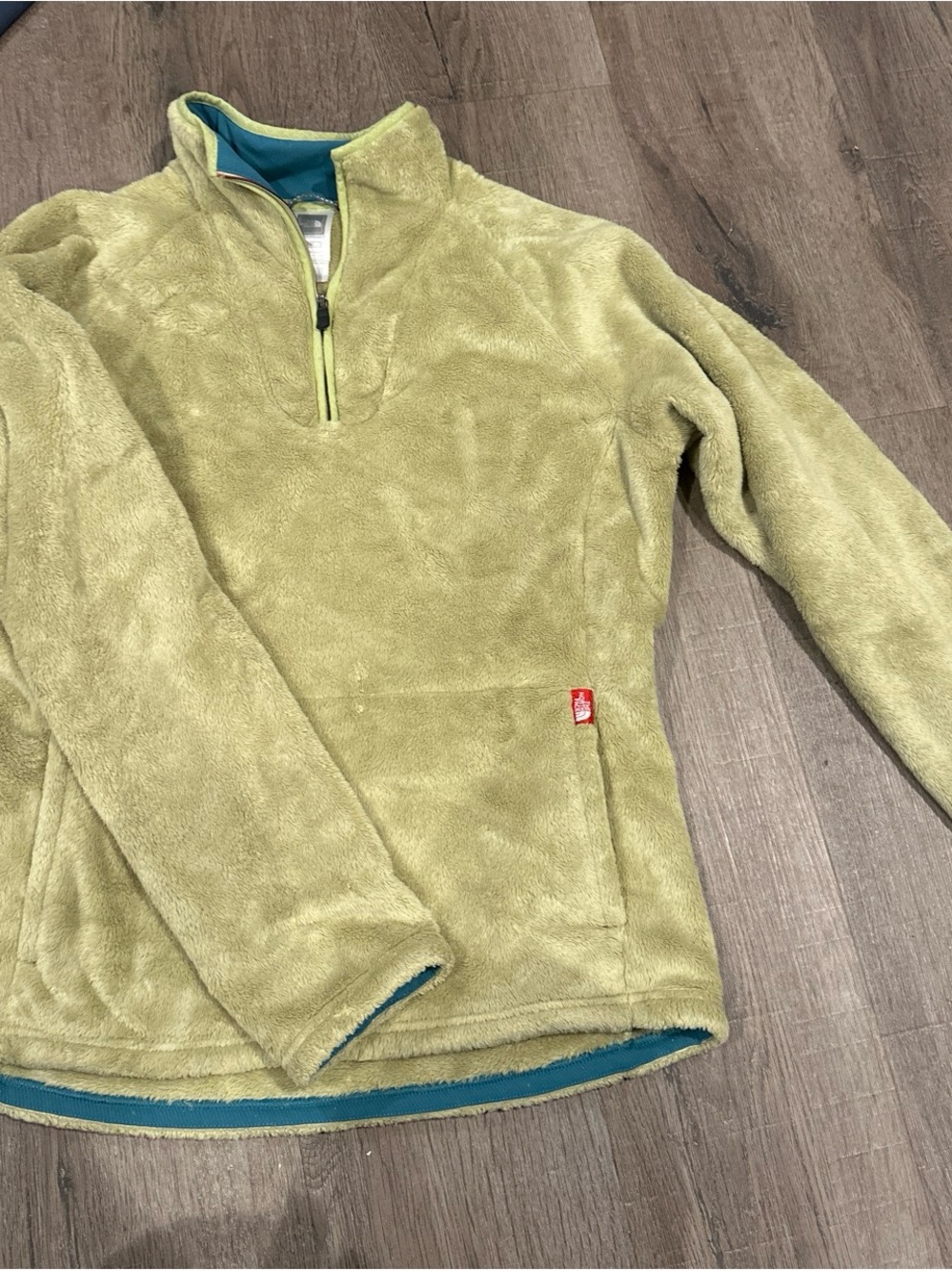 North Face Light Green Plush Quarter-Zip Fleece Pullover